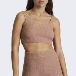 Everlane The Cozy-Stretch Tank Crop Yak Wool Blend Camel Brown Small NWT